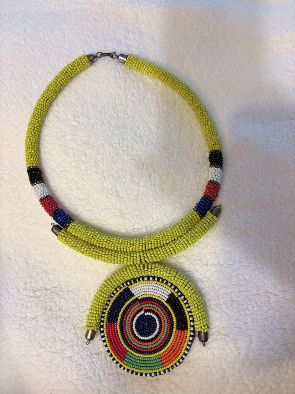 Afrocentric Handmade Multicolor Beaded Statement Necklace.